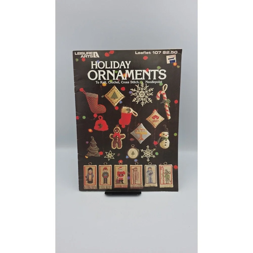 Holiday Ornaments 1977 Leaflet 107 Knit Crochet CrossStitch Needlepoint Patterns